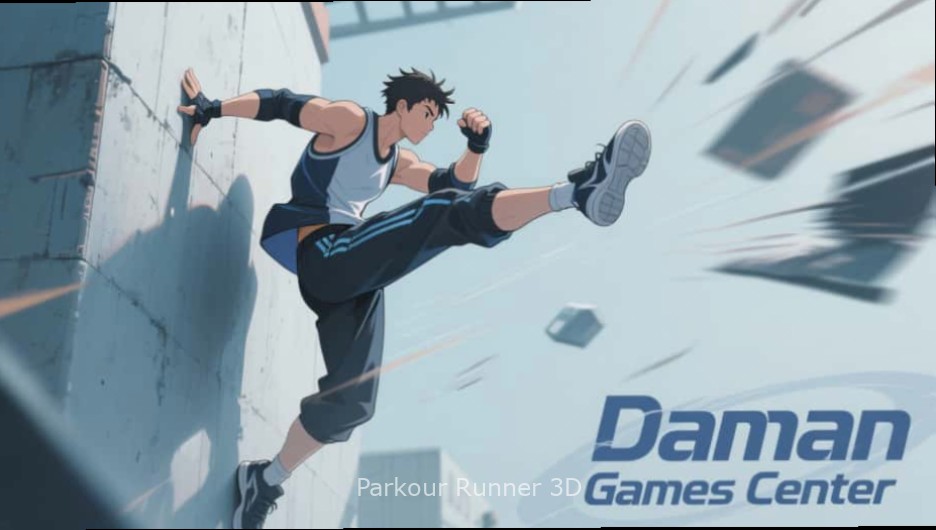 Parkour Runner 3D - Main Game Cover Parkour Runner 3D game cover showing a character performing parkour stunts in an Indian city setting